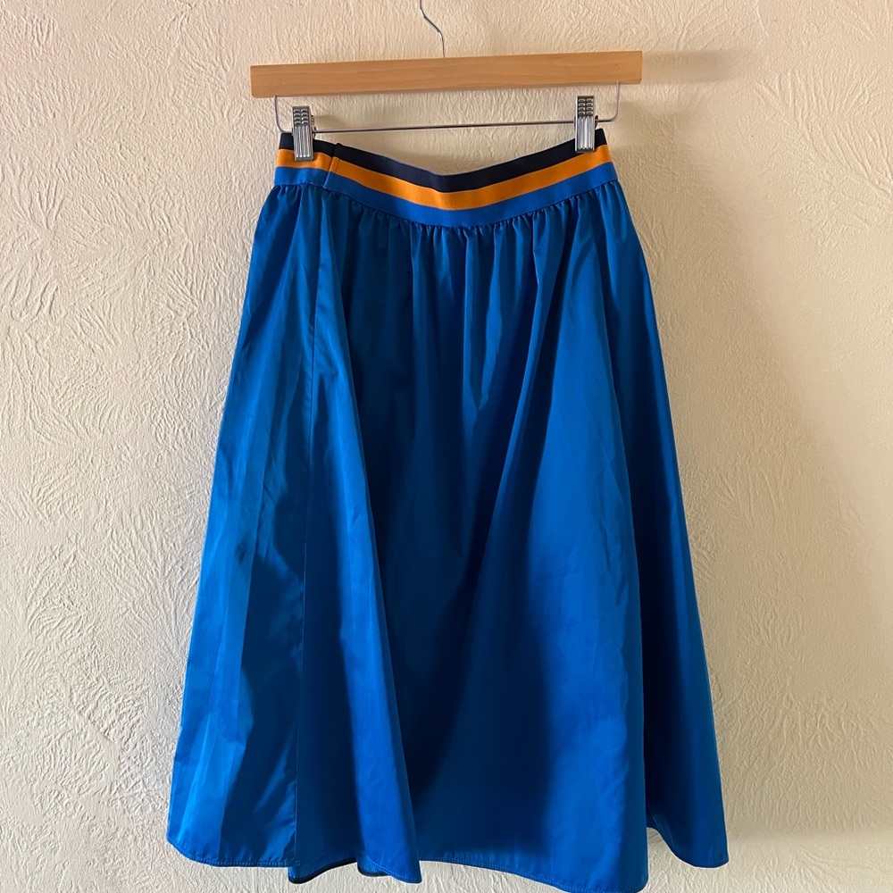 Tory Sport A-Line Skirt in Blue with Orange Accent
